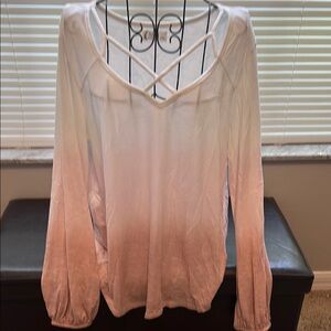 Maurices Pink and Orange Ombre Ribbed Blouse
